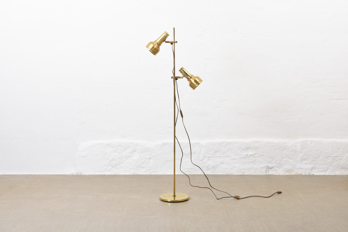 1960s twin-headed brass floor lamp