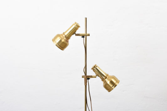 1960s twin-headed brass floor lamp