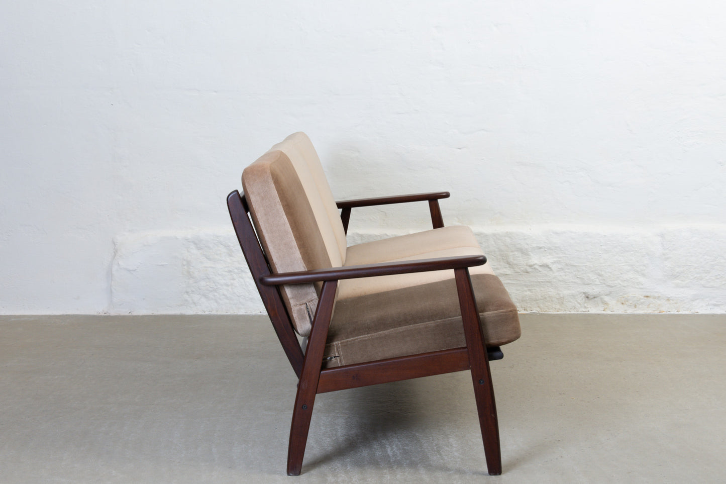 Choose your own fabric: 1960s Danish beech three seater