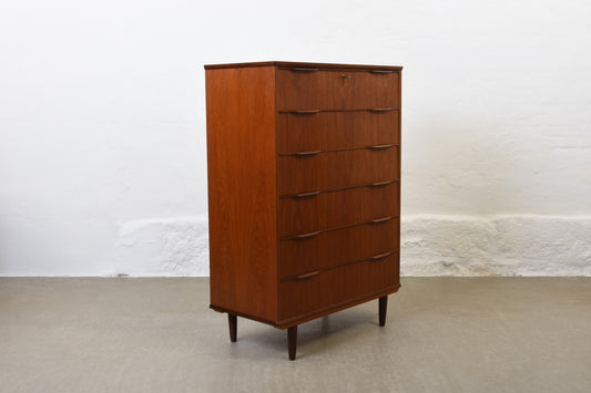 1960s teak chest of drawers with lipped handles