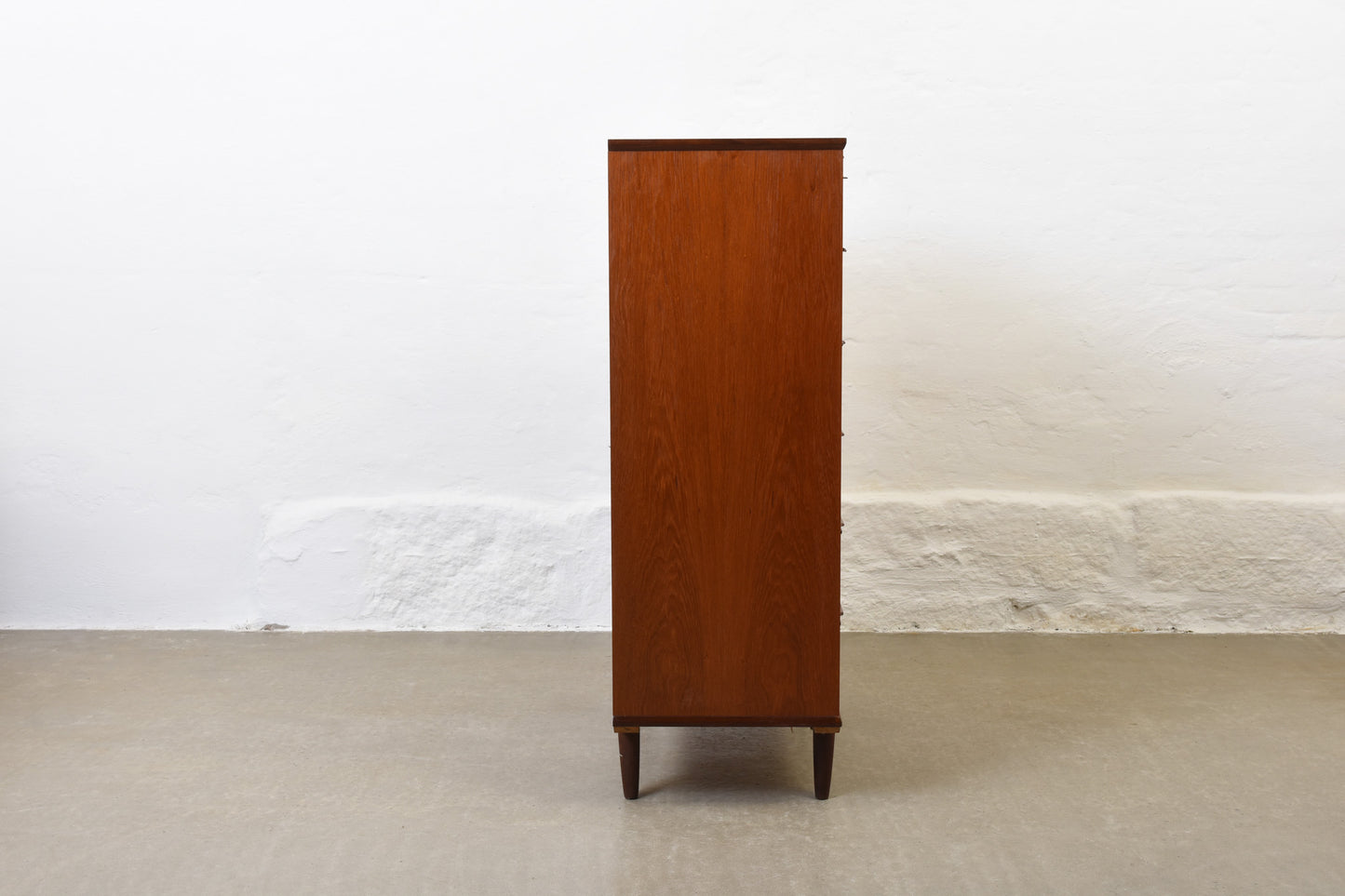 1960s teak chest of drawers with lipped handles