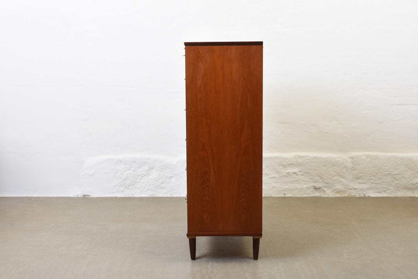 1960s teak chest of drawers with lipped handles