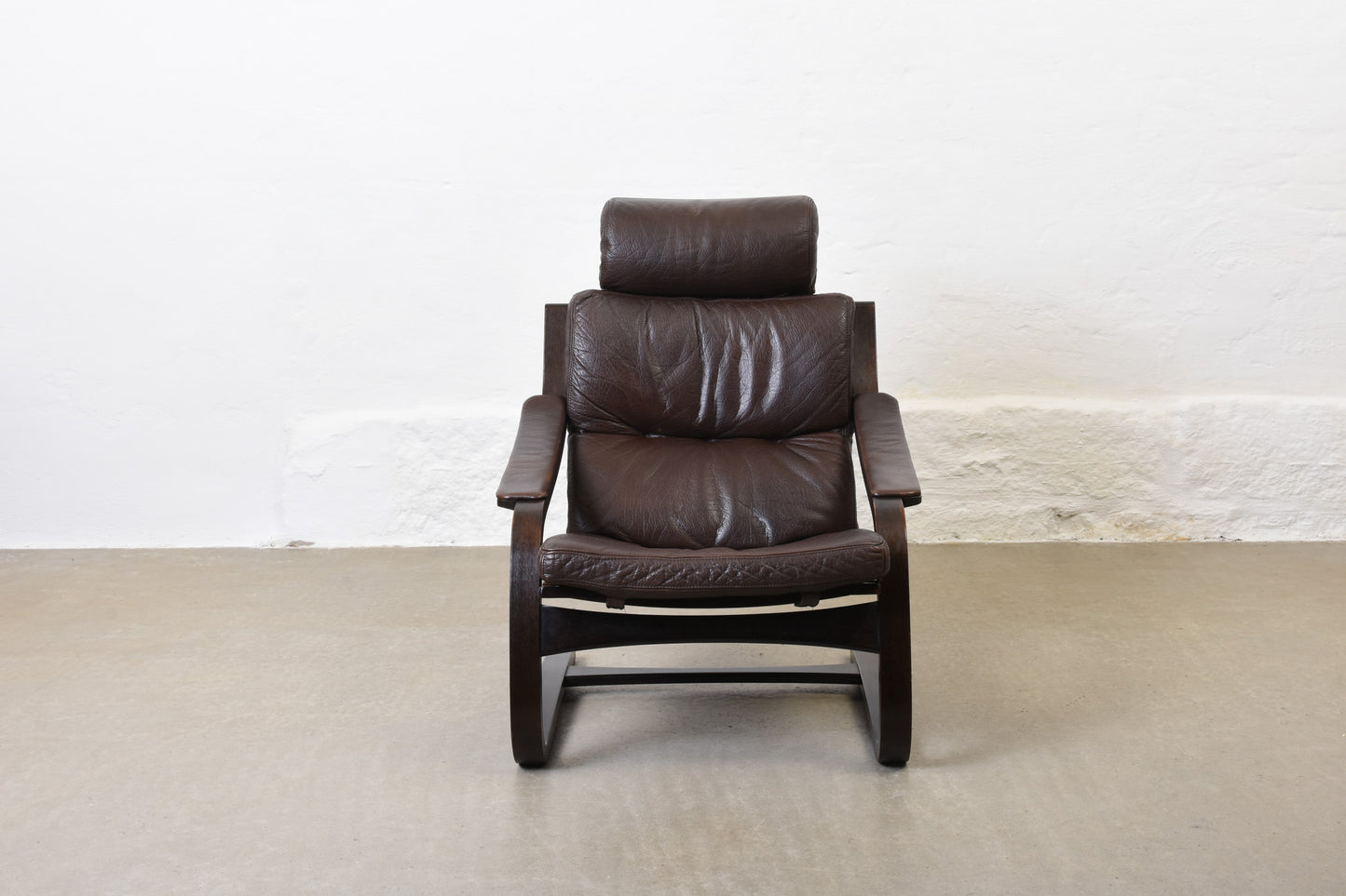 Two available: 'Kroken' loungers in beech + leather by Åke Fribyter