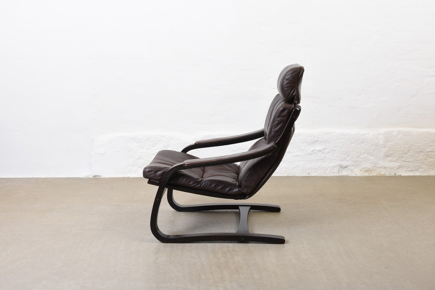 Two available: 'Kroken' loungers in beech + leather by Åke Fribyter