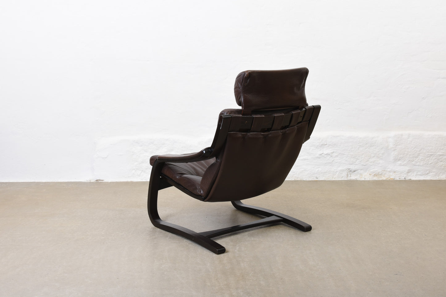 Two available: 'Kroken' loungers in beech + leather by Åke Fribyter