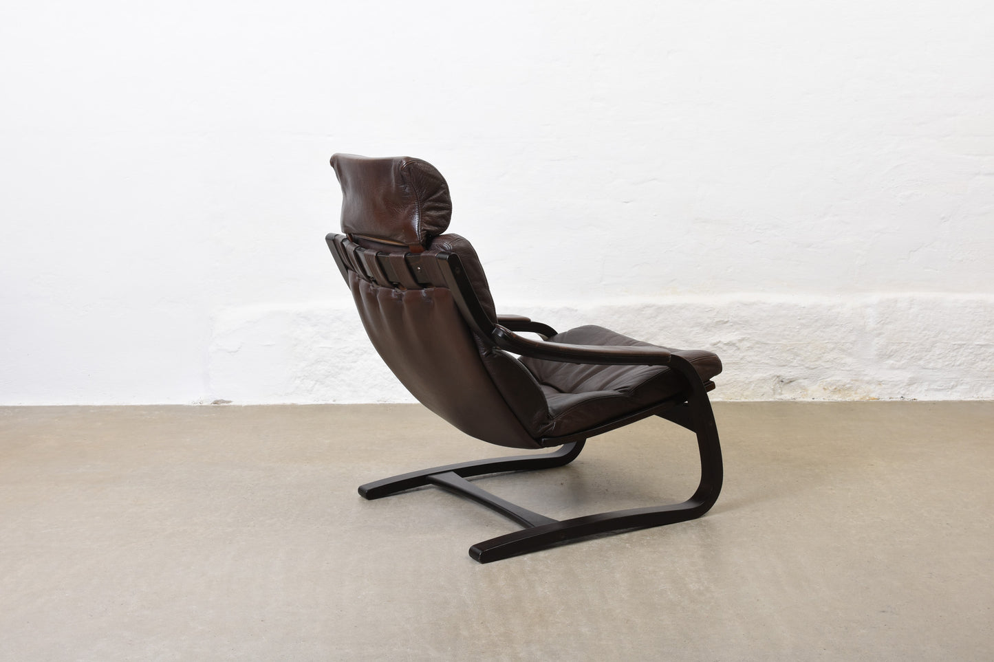 Two available: 'Kroken' loungers in beech + leather by Åke Fribyter