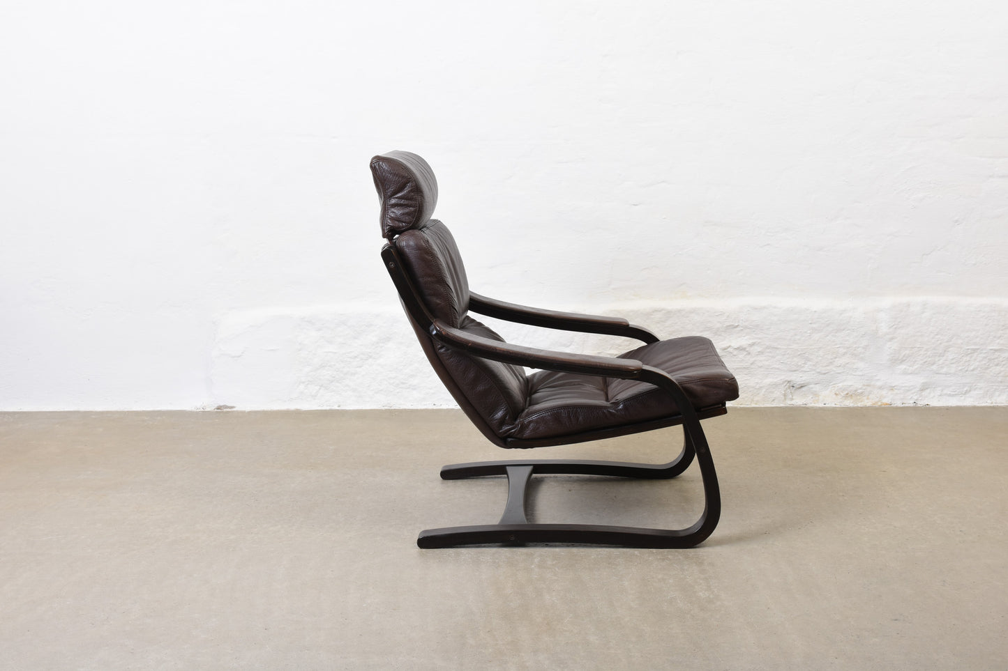 Two available: 'Kroken' loungers in beech + leather by Åke Fribyter