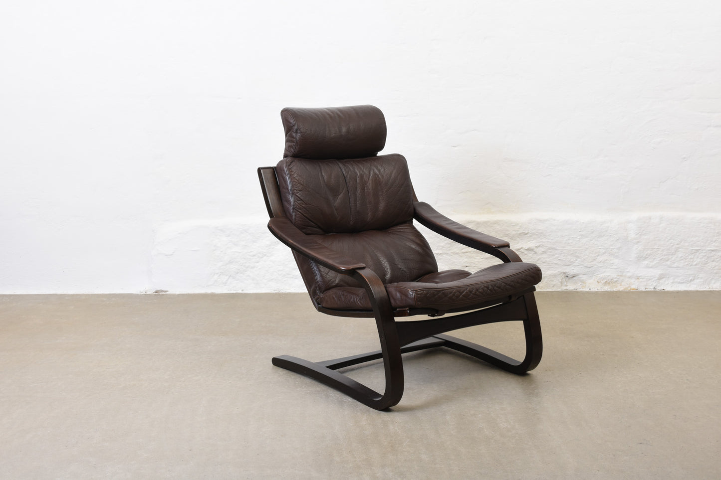 Two available: 'Kroken' loungers in beech + leather by Åke Fribyter