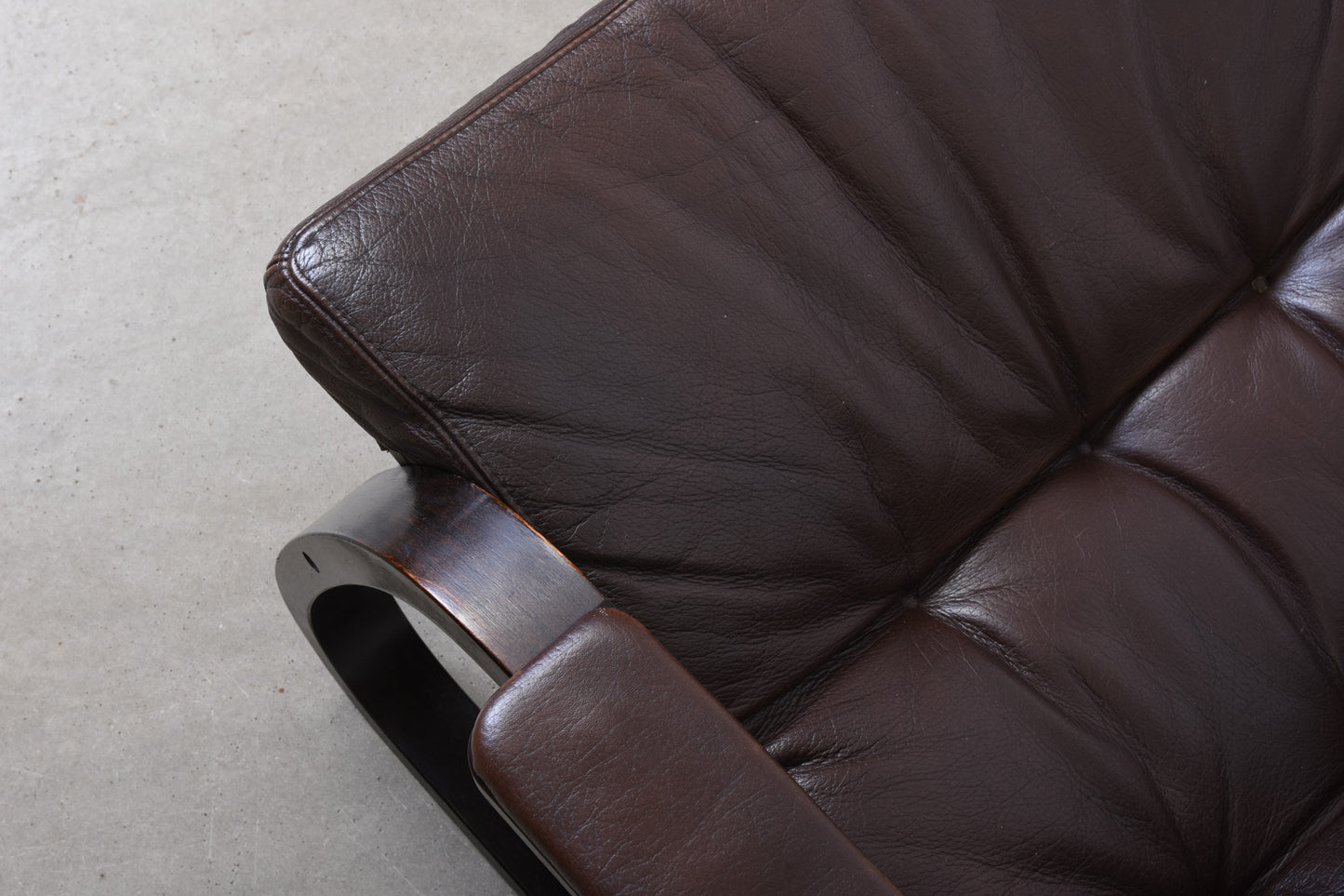 Two available: 'Kroken' loungers in beech + leather by Åke Fribyter