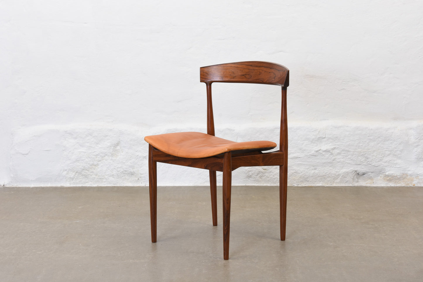 Set of four 1960s rosewood + leather dining chairs