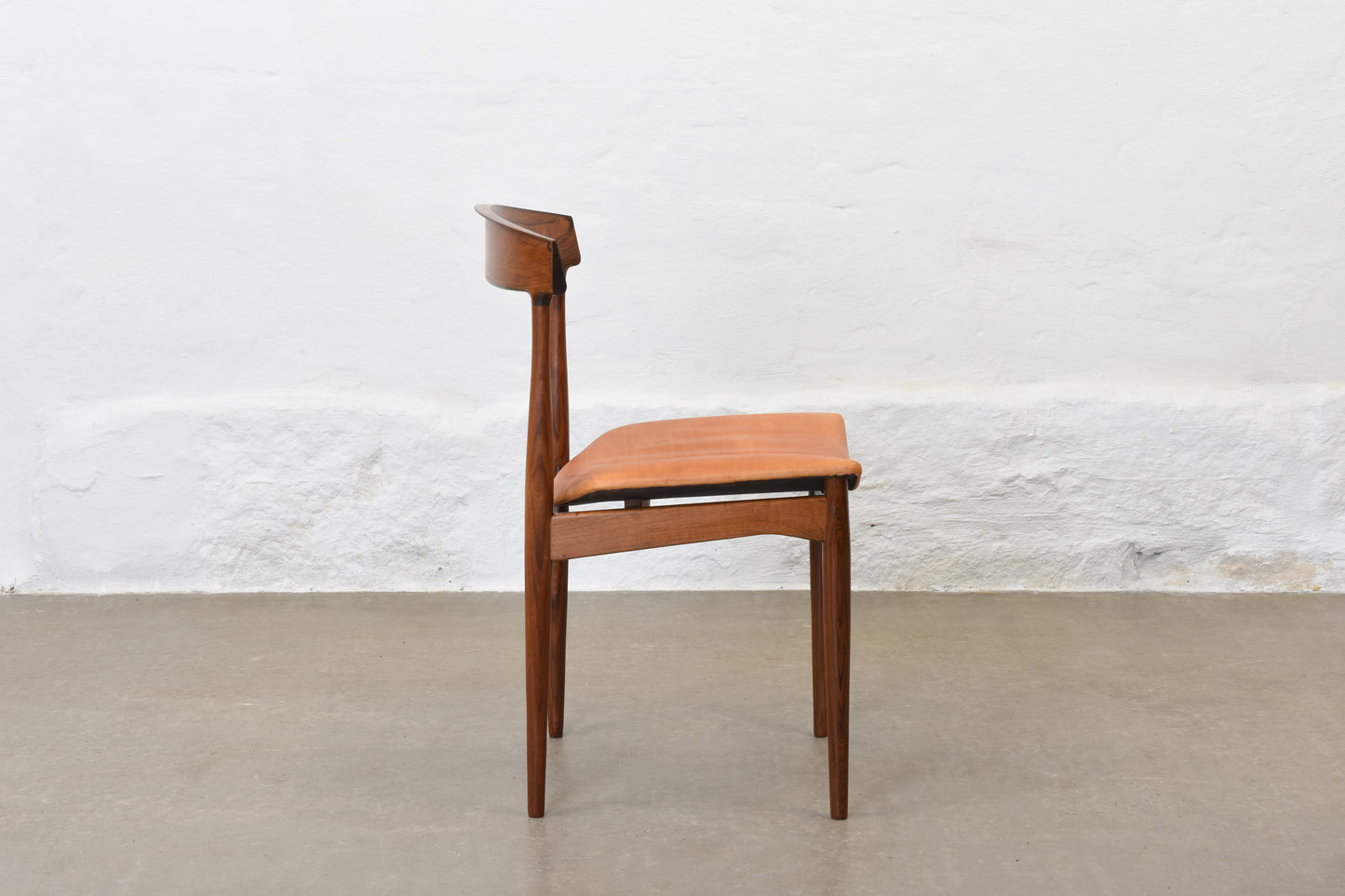 Set of four 1960s rosewood + leather dining chairs