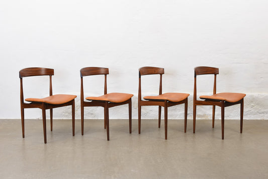 Set of four 1960s rosewood + leather dining chairs