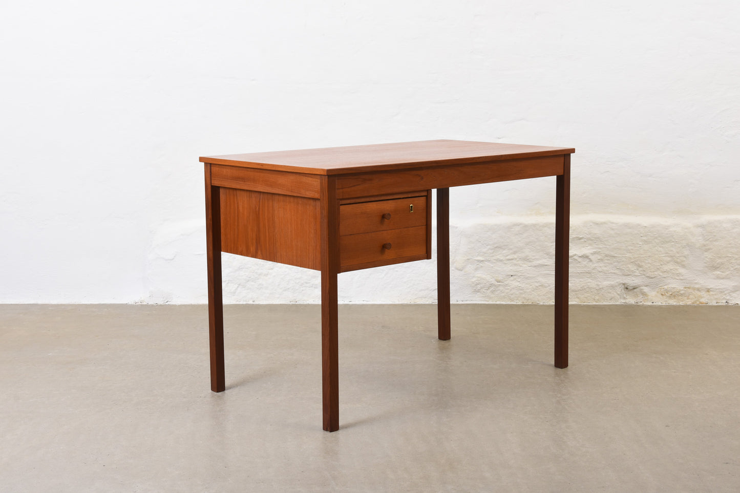 1960s single pedestal desk in teak