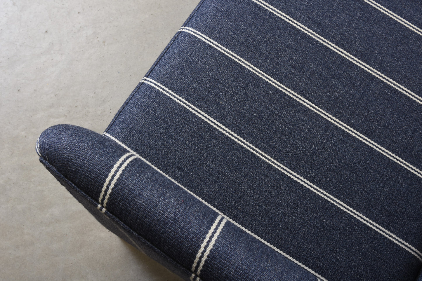 Vintage two seat sofa in striped wool