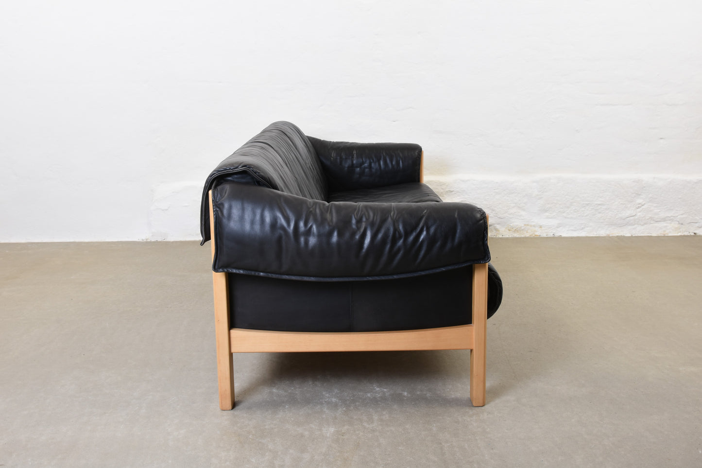 Vintage beech + leather three seater by Friis Møbler