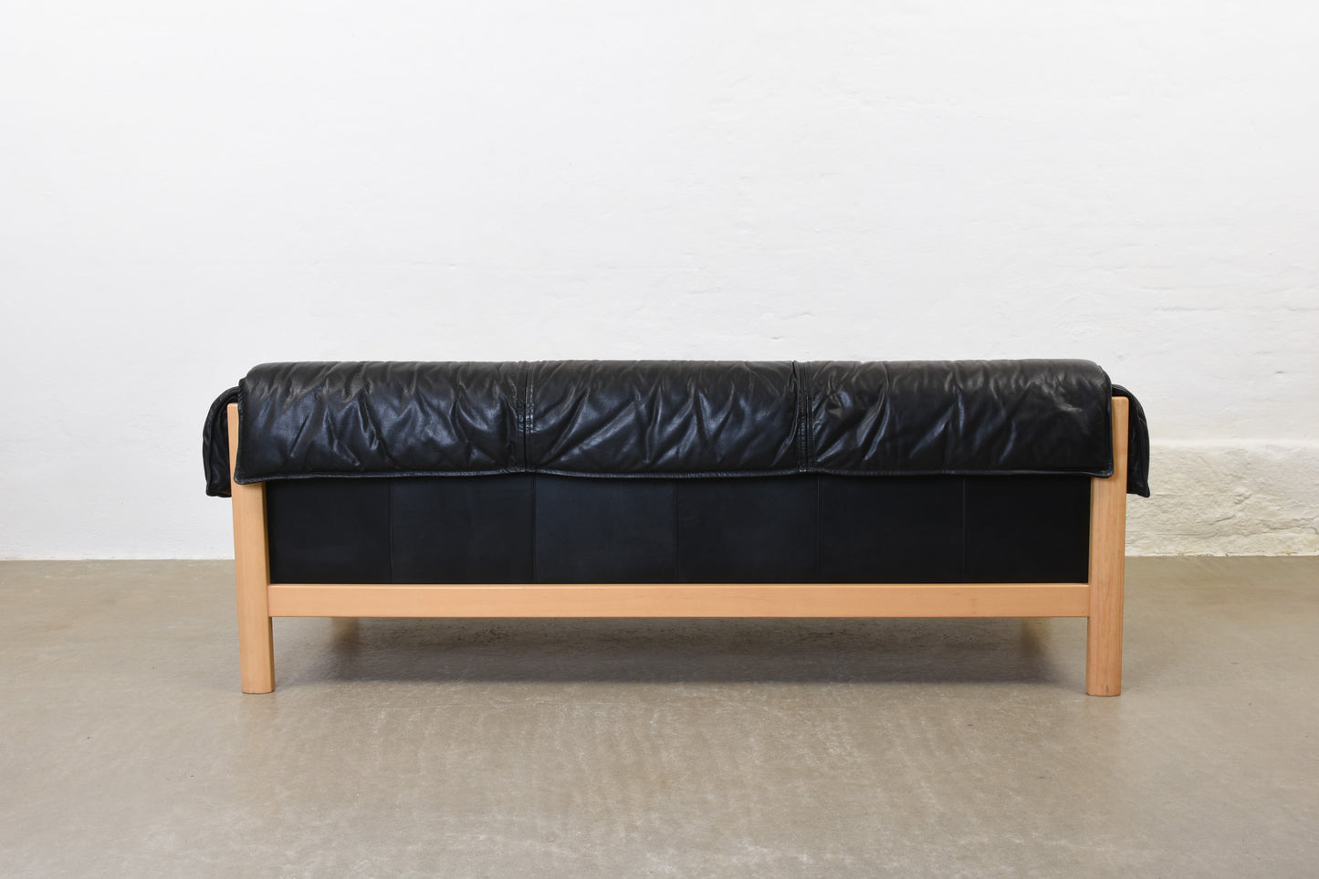 Vintage beech + leather three seater by Friis Møbler