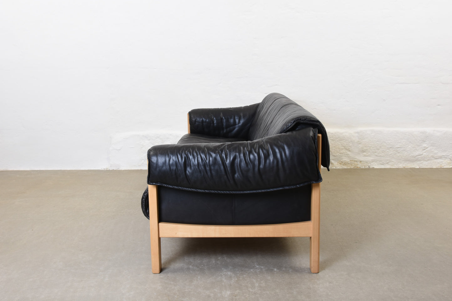 Vintage beech + leather three seater by Friis Møbler