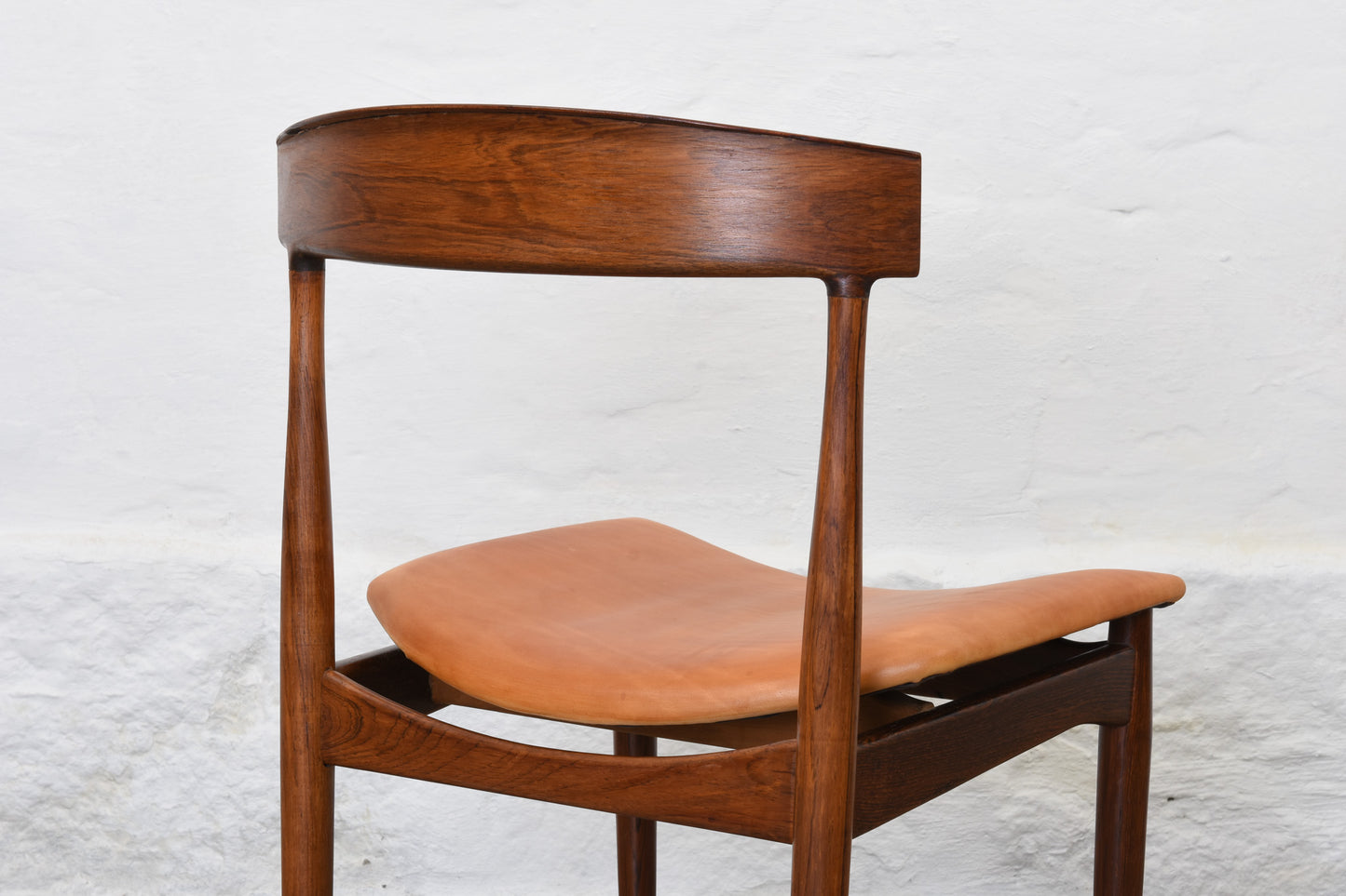 Set of four 1960s rosewood + leather dining chairs