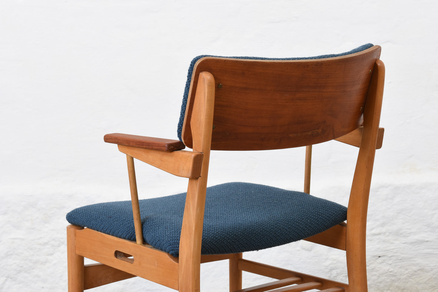 Newly reupholstered: 1960s teak + beech armchair