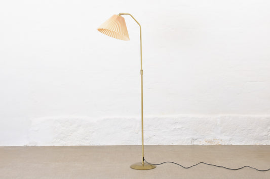 Vintage brass floor lamp with concertina shade