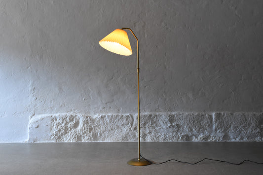 Vintage brass floor lamp with concertina shade