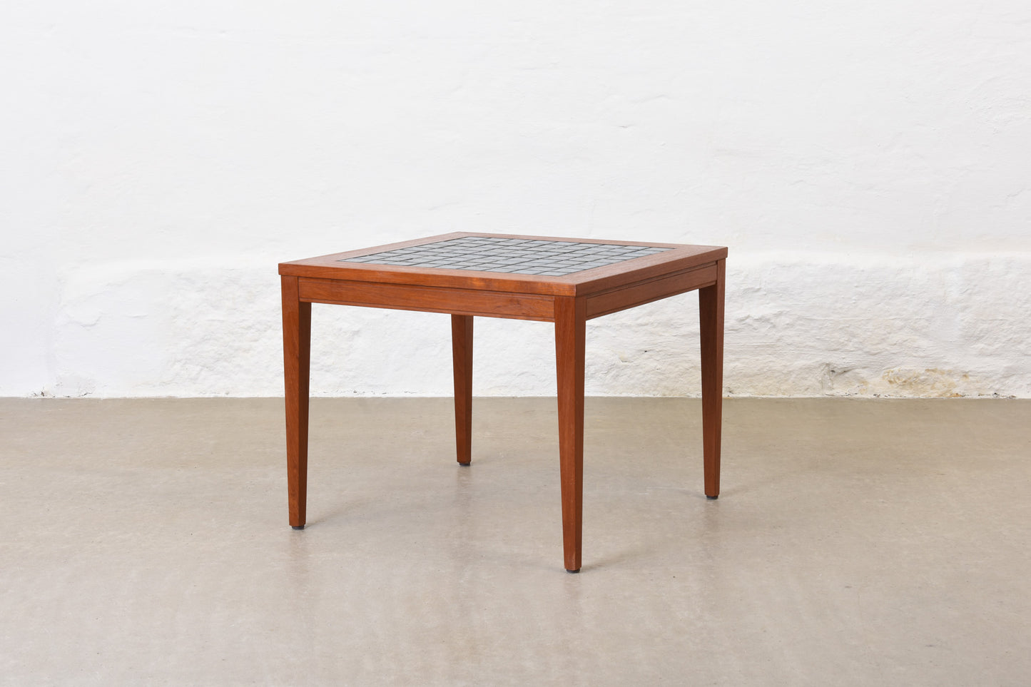 1960s teak side table with ceramic inlay