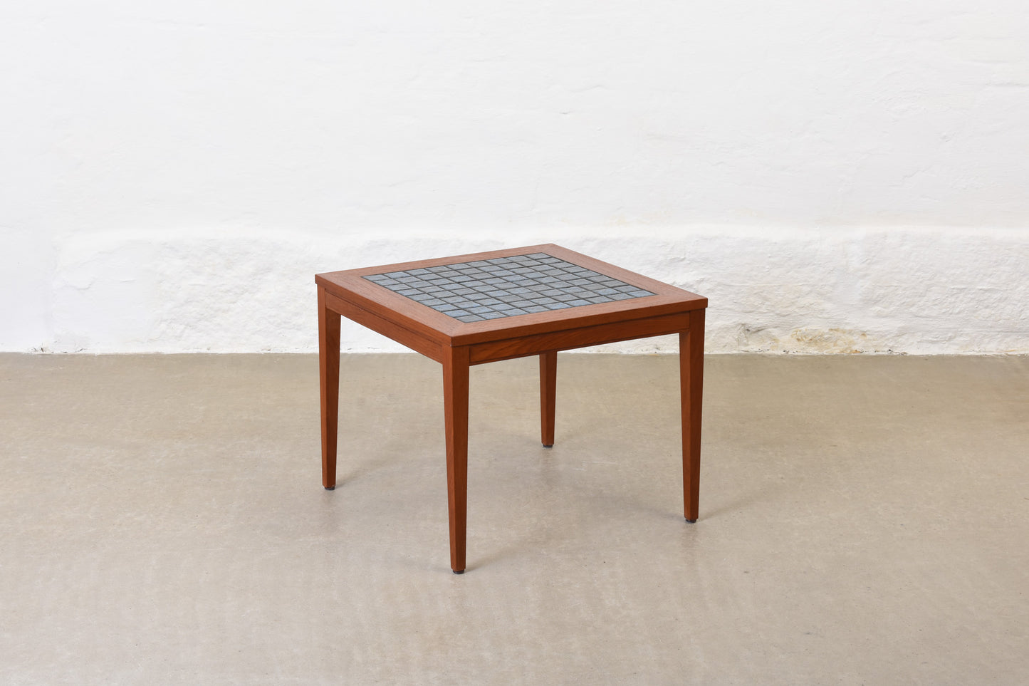 1960s teak side table with ceramic inlay