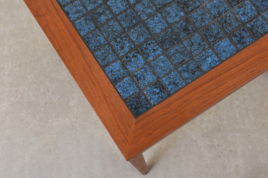 1960s teak side table with ceramic inlay