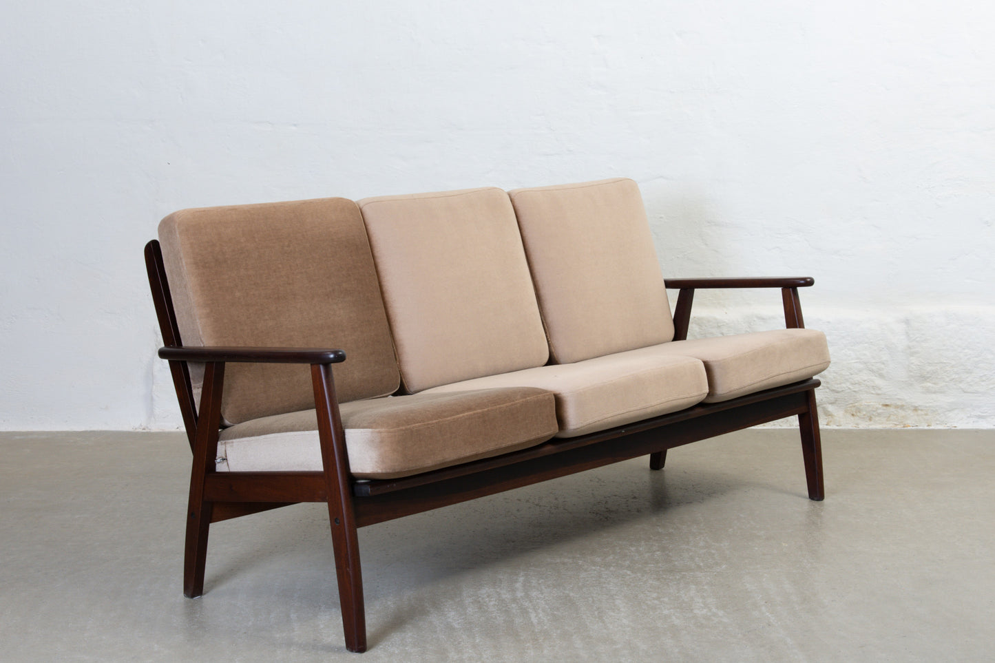 Choose your own fabric: 1960s Danish beech three seater