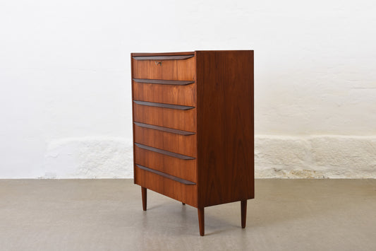 1960s teak chest of drawers with lipped handles