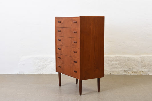 1960s teak chest of drawers with inset handles