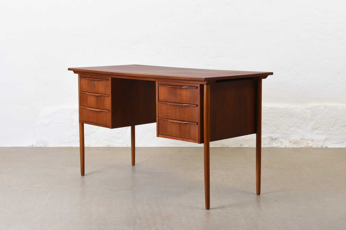 1960s twin pedestal desk in teak