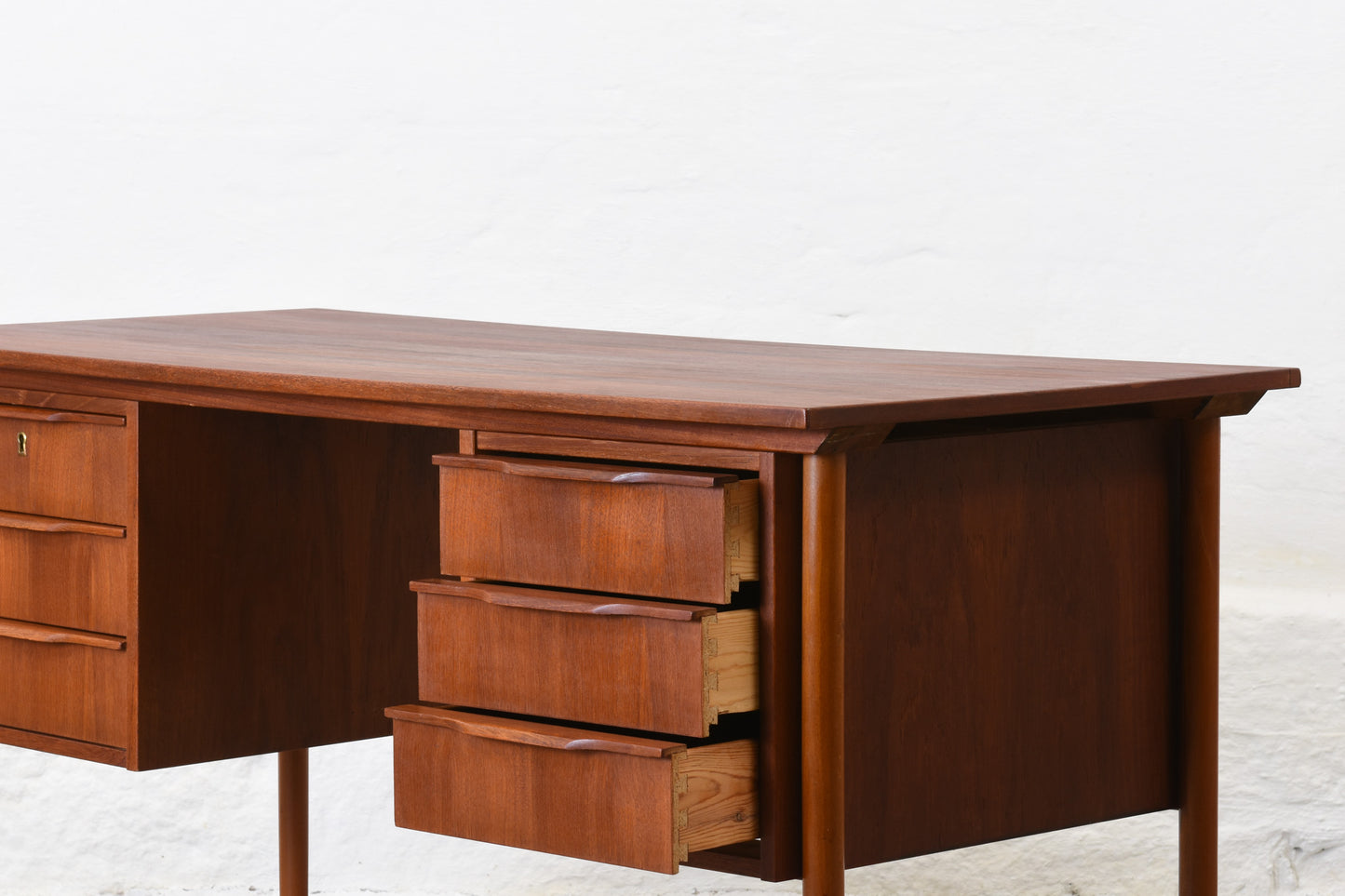 1960s twin pedestal desk in teak