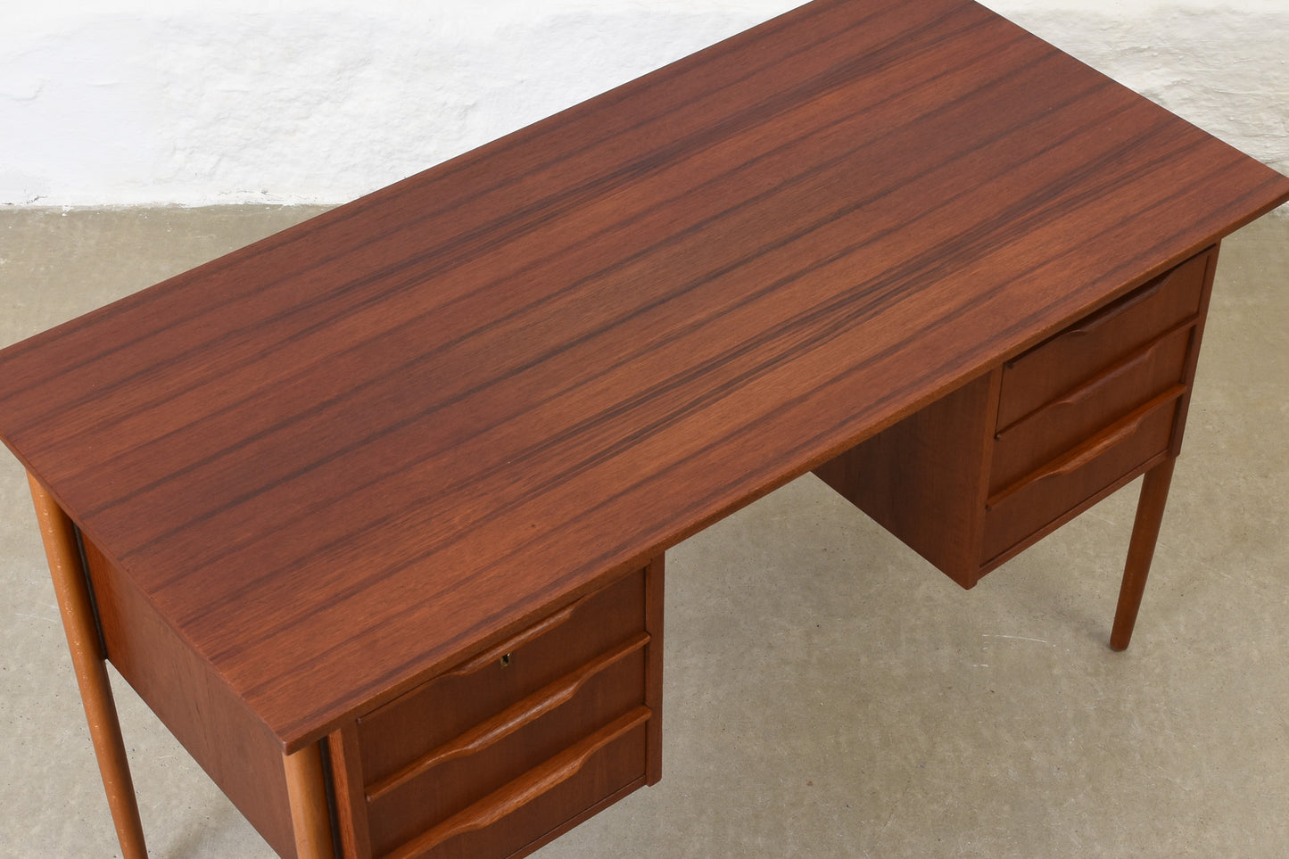 1960s twin pedestal desk in teak