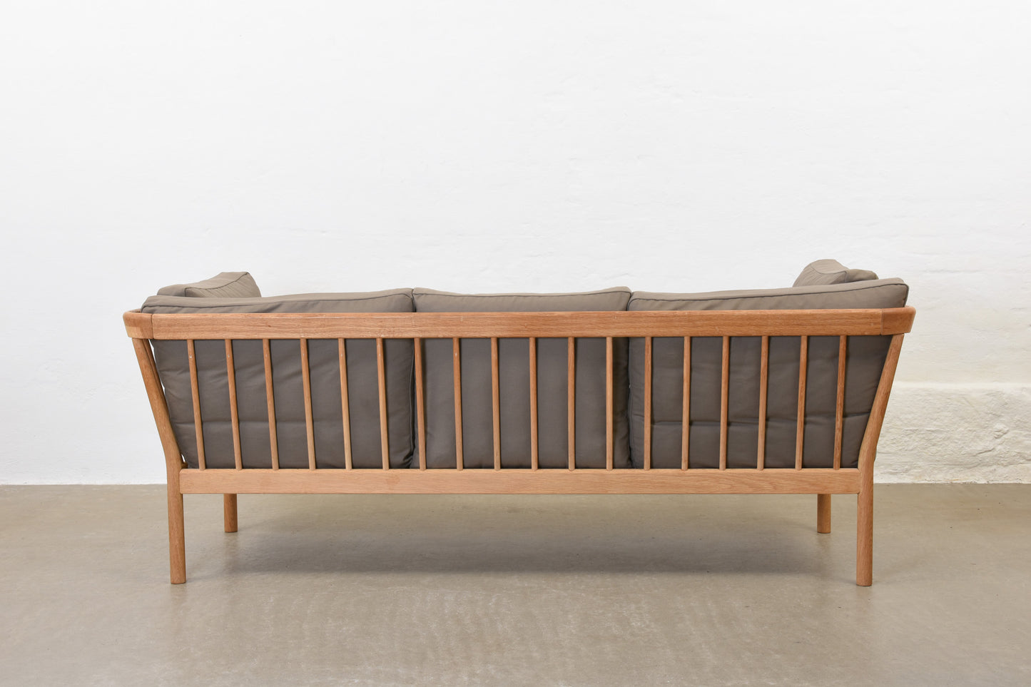 Newly reupholstered: 1980s oak three seater by Finn Østergaard