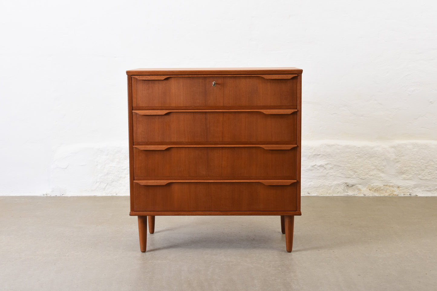 1960s chest of four drawers in teak