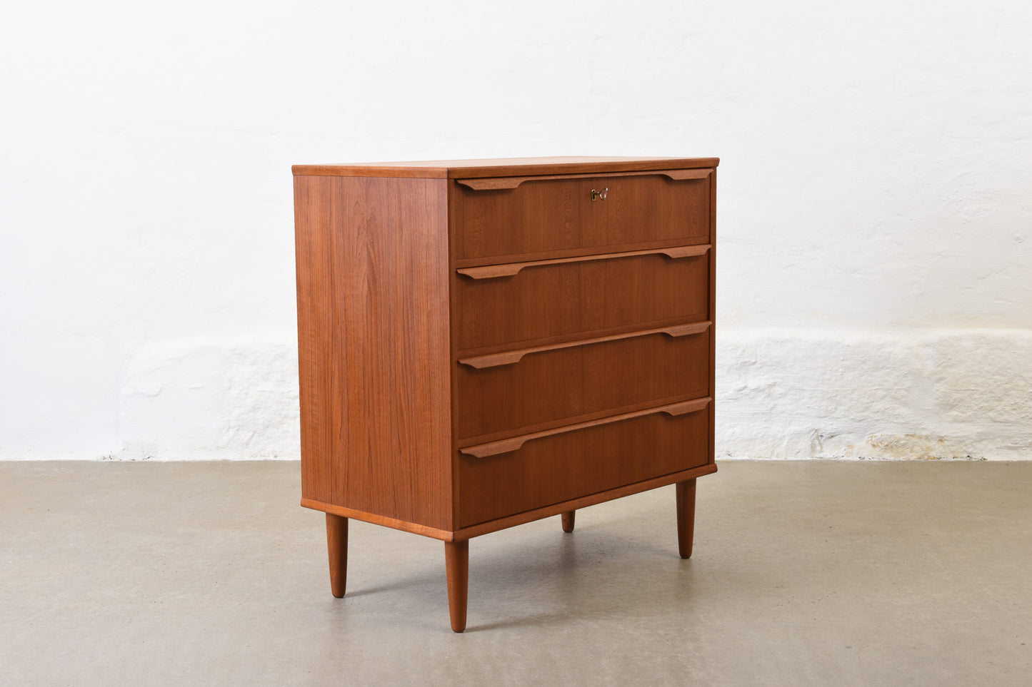 1960s chest of four drawers in teak