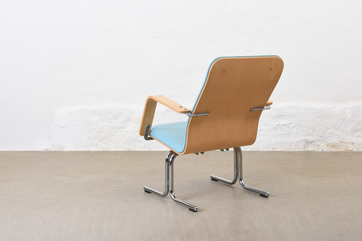 Two available: 1980s birch + leather loungers by Yrjö Kukkapuro