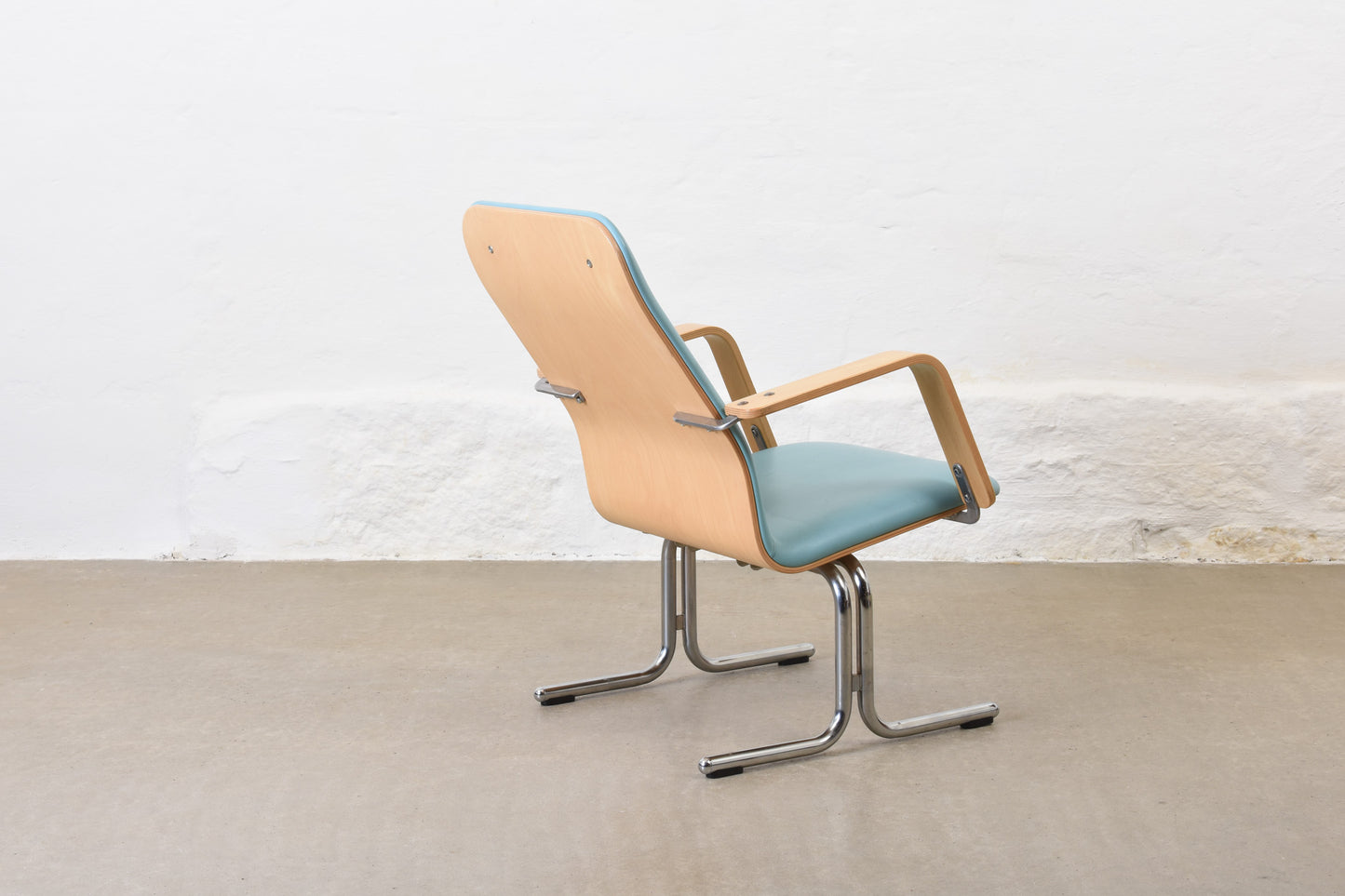 Two available: 1980s birch + leather loungers by Yrjö Kukkapuro