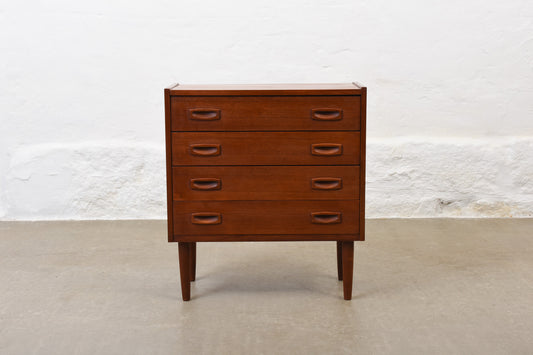 Low teak chest with inset handles