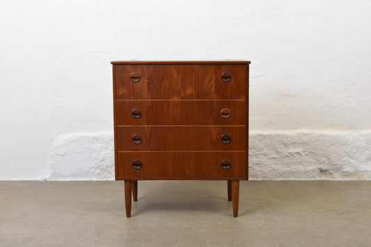1950s low teak chest with mirror