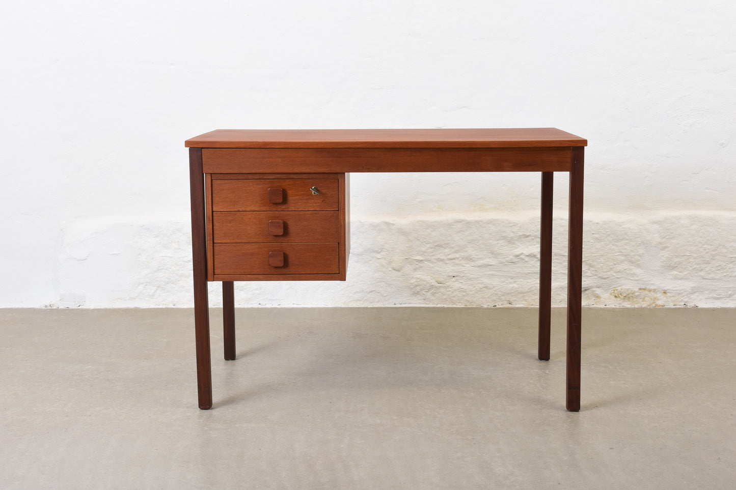 1960s single pedestal desk in teak