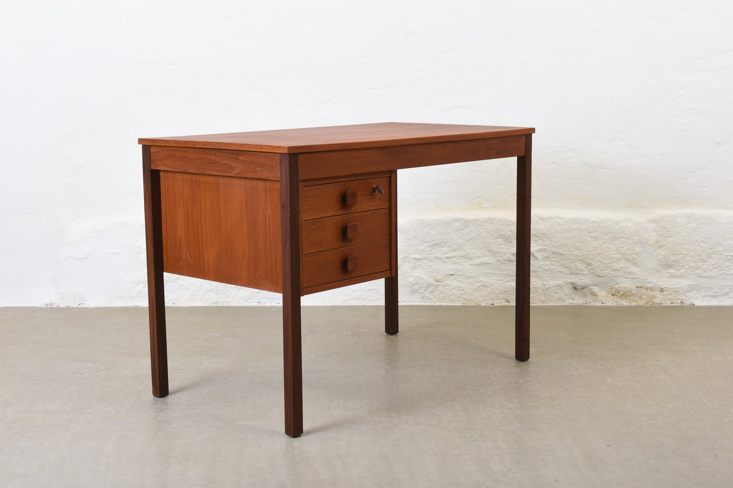 1960s single pedestal desk in teak