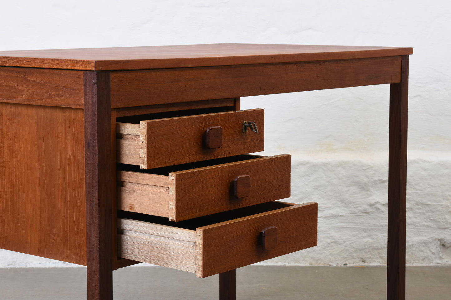 1960s single pedestal desk in teak