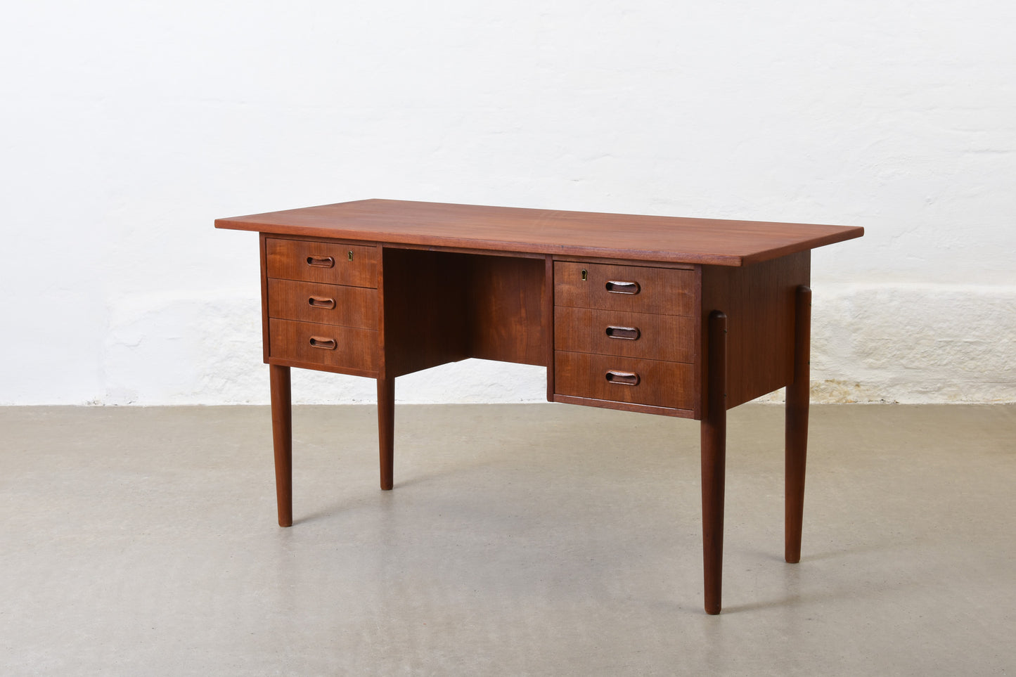 1960s twin pedestal teak desk