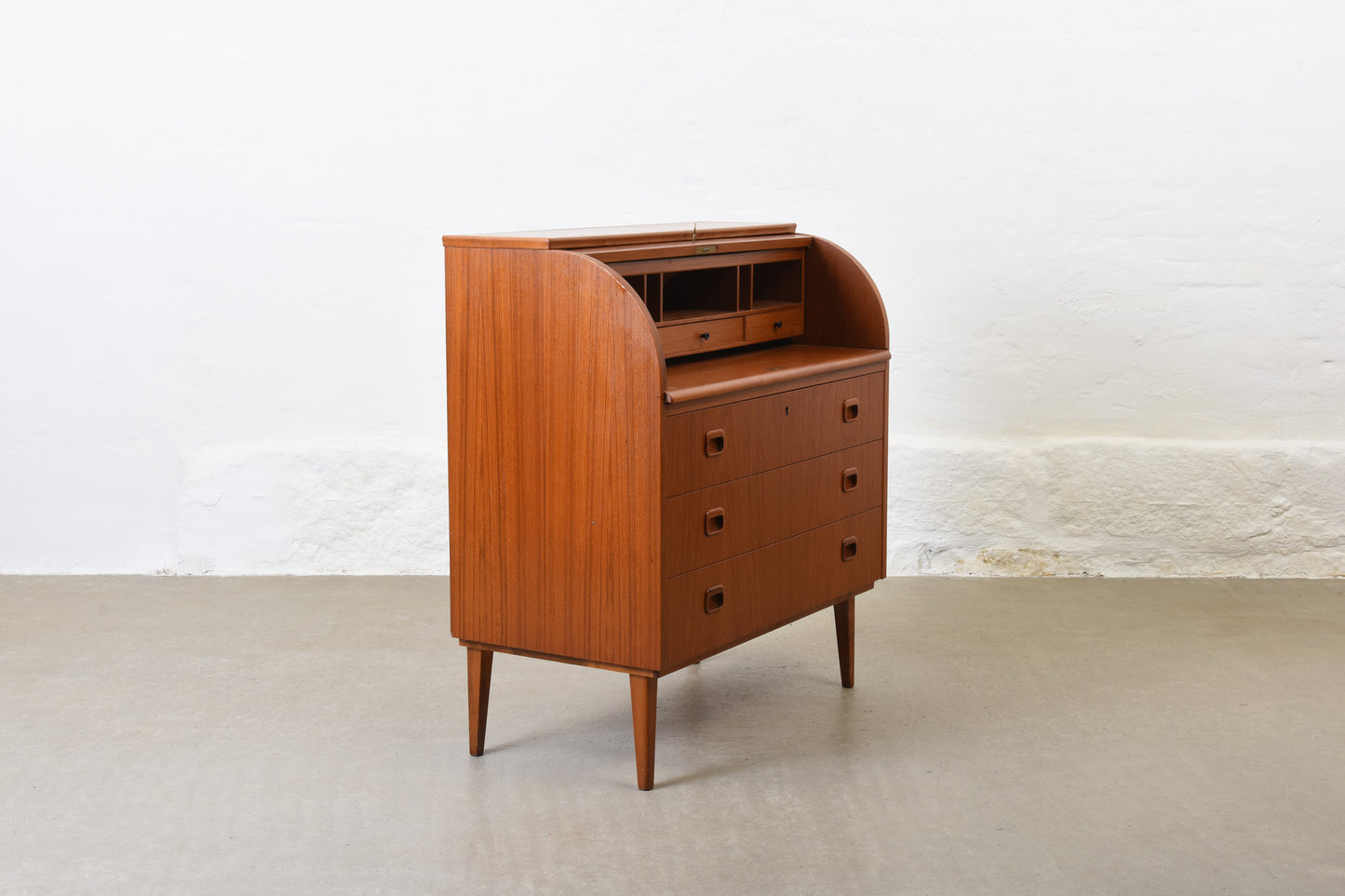 1960s roll-top secretary in teak by Egon Ostergaard