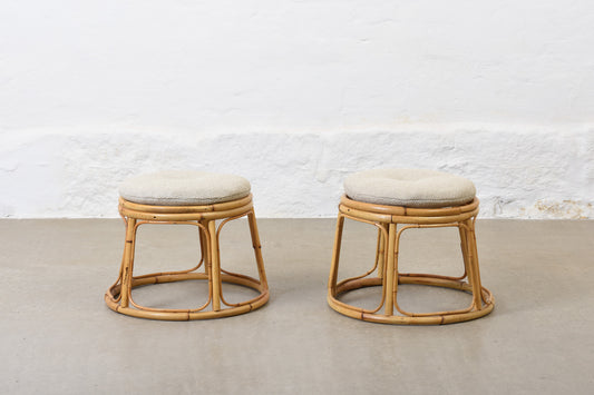 Two available: Bamboo foot stools with new cushions + upholstery