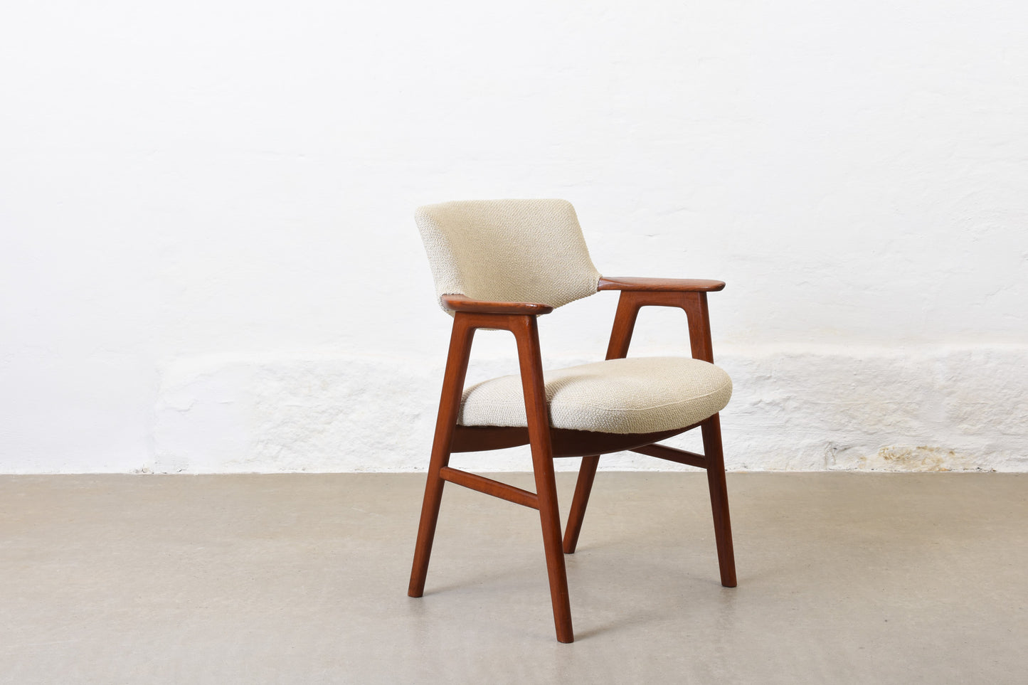 Newly reupholstered: 1960s teak armchair by Erik Kirkegaard