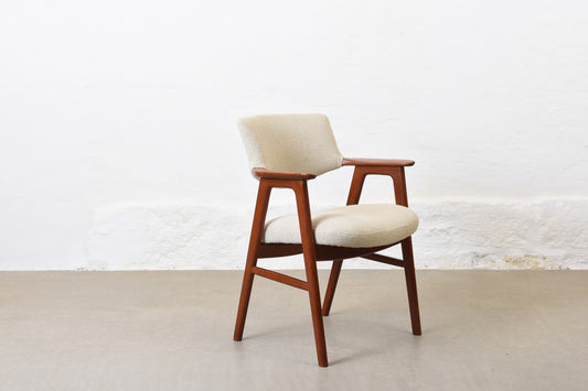 Newly reupholstered: 1960s teak armchair by Erik Kirkegaard