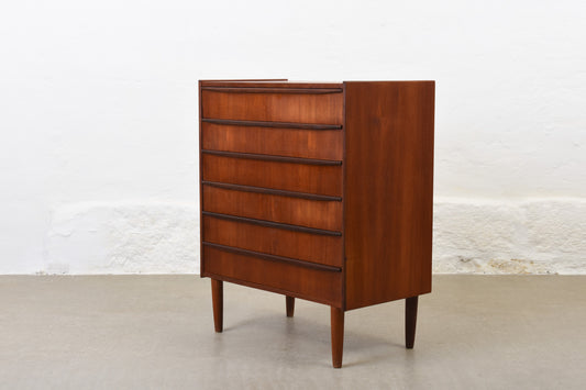 1960s teak chest of drawers with lipped handles